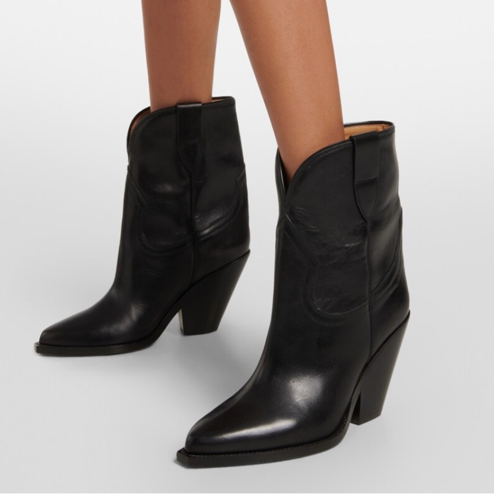 Isabel Marant Black Heeled Boots with Western Flair